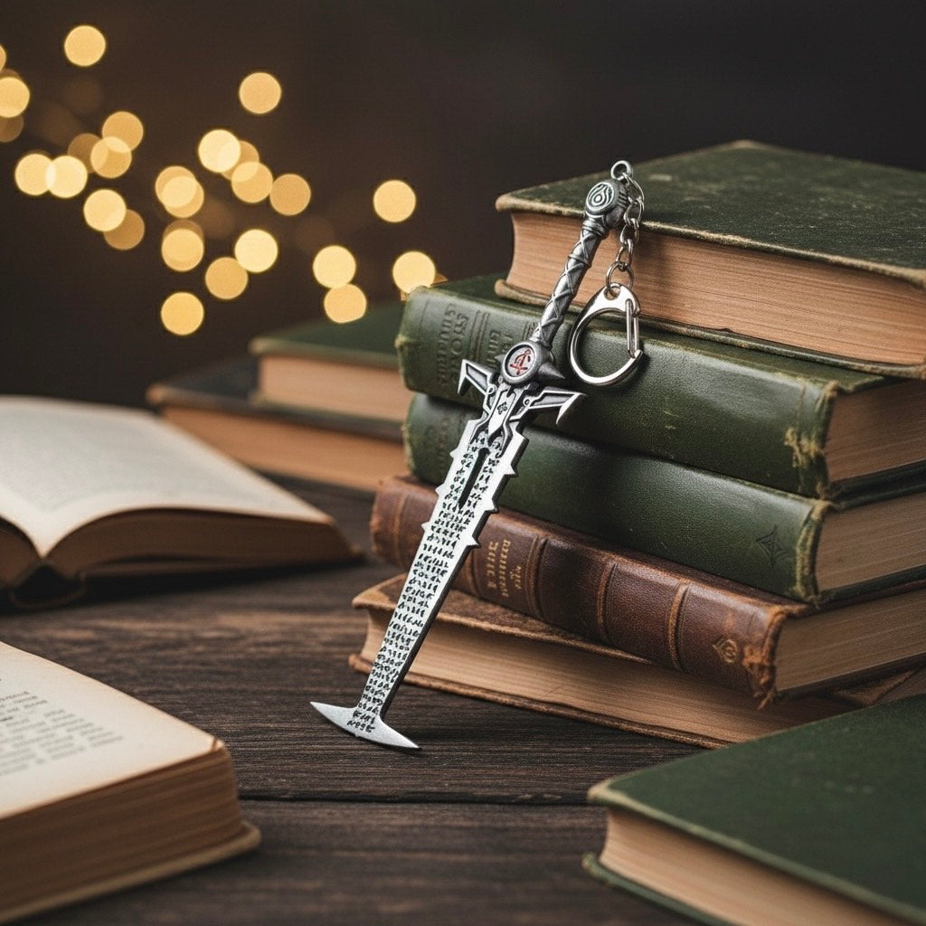 Doom Eternal Crucible sword keychain inspired by the Slayer’s weapon from the video game