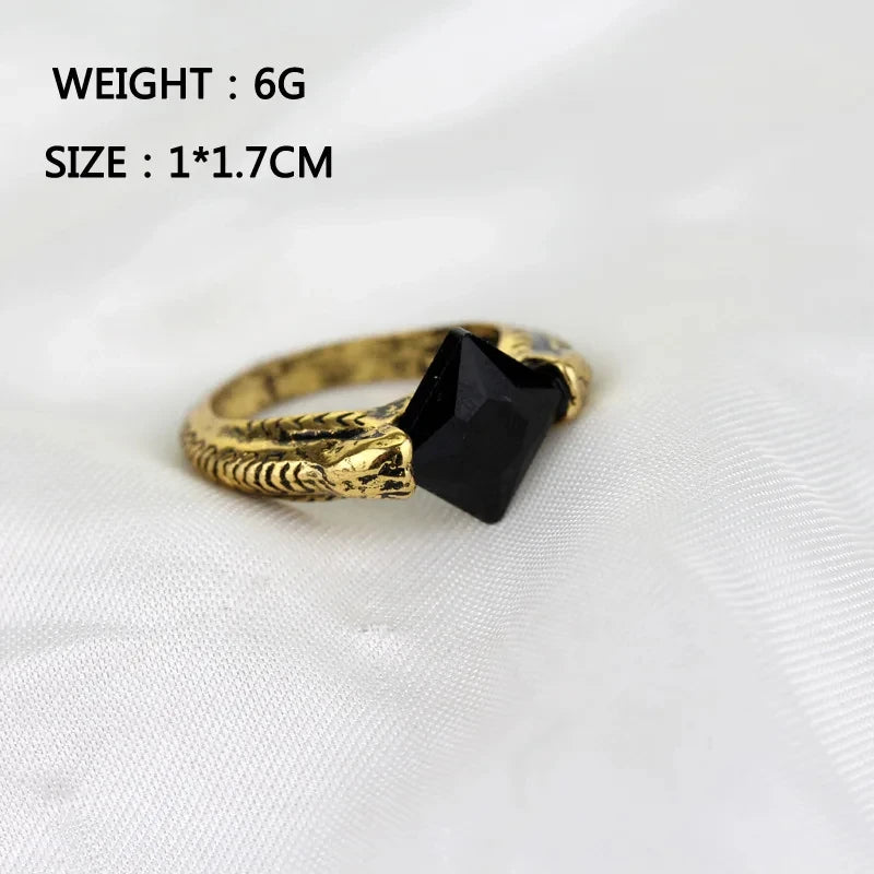 Lightweight 6g Harry Potter Horcrux ring replica with a 1x1.7cm black Resurrection Stone, perfect for Dark Lord fans.