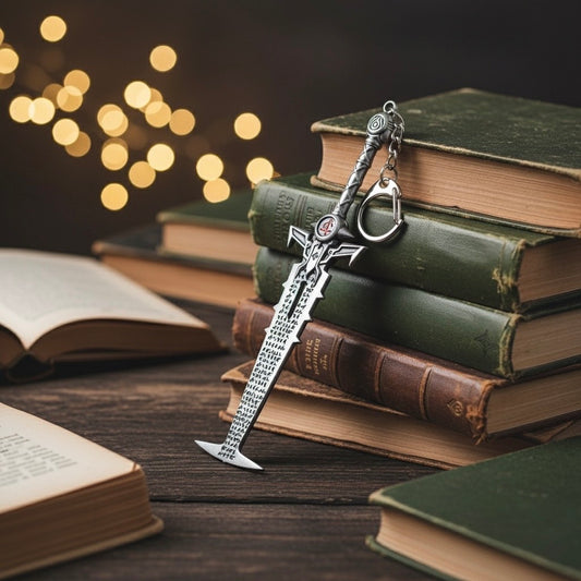 Doom Eternal Crucible sword keychain inspired by the Slayer’s weapon from the video game