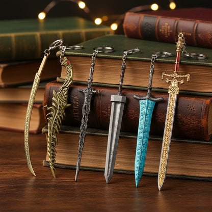 Elden Ring sword keychain inspired by the weapons from the fantasy video game.