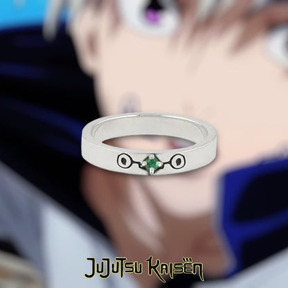 jujutsu kaisen inumaki seal silver ring with green emerald