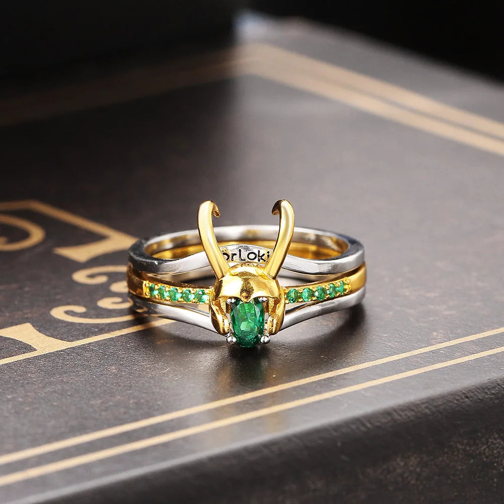 Loki Ring - God of Mischief Helmet & Green Stone Replica – Reel Hearts