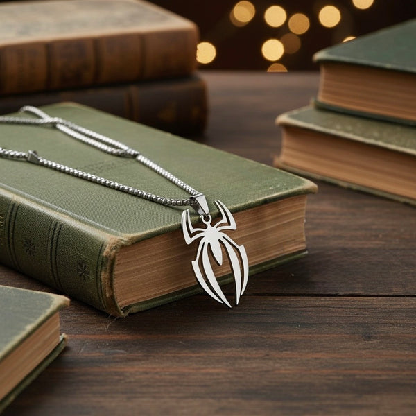 Spider-Man logo necklace inspired by the iconic superhero symbol from Marvel.